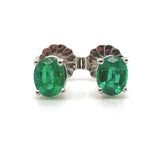 Platinum .63cttw Fine Genuine Natural Emerald Stud Earrings Jewelry (#J6316)