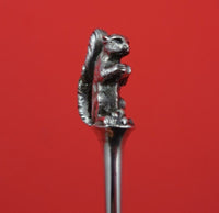 Squirrel by Unknown Coin Silver Nut Pick with 3-D Squirrel on End 4 5/8" Figural