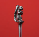 Squirrel by Unknown Coin Silver Nut Pick with 3-D Squirrel on End 4 5/8" Figural