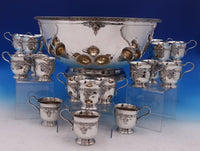 Meadow Rose by Wallace Sterling Silver Punch Bowl Set 19pc (#8078) Fabulous!