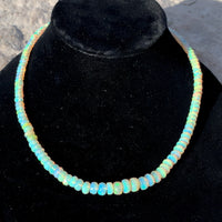 63 Carat Strand Genuine Natural Opal Beads 17.25" Long 14k Gold Clasp (#J6582)
