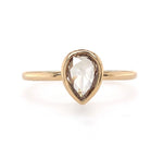 14k Yellow Gold .57ct Rose Cut Champagne Genuine Natural Diamond Ring (#J6022)