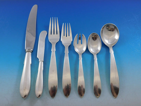 Stromlinie by A. Dragsted Danish Sterling Silver Flatware Set Service 85 pieces