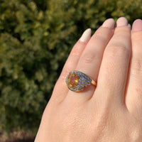 14k Yellow Gold 2.95 Carat Precious Genuine Natural Topaz Diamond Ring (#7112)