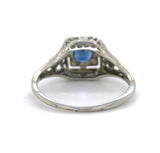 18k Gold Filigree Ring with .57ct Genuine Natural Sapphire Art Deco (#J6405)