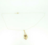 10k Tri-Color Genuine Natural Diamond Flower Pendant with 14k Chain (#J4320)