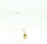 10k Tri-Color Genuine Natural Diamond Flower Pendant with 14k Chain (#J4320)