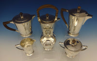 International Sterling Silver Tea Set 6pc w/Teak Handles Modernism (#0482)