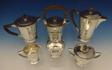 International Sterling Silver Tea Set 6pc w/Teak Handles Modernism (#0482)