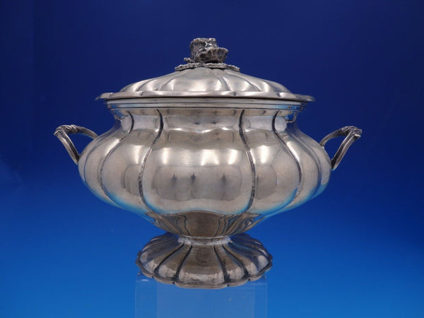 Peruvian 800 Silver Fluted Covered Casserole Dish with Cabbage Finial (#4220)