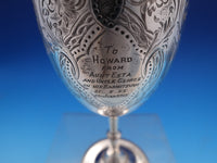 John Evans English Victorian Sterling Silver Goblet Fancy Engraved 6 1/4" #7932