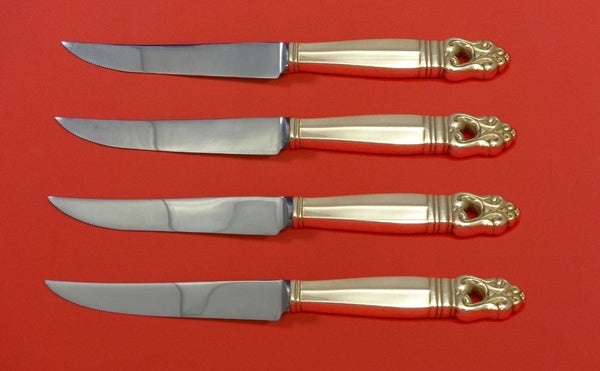 Royal Danish by International Sterling Silver Steak Knife Set 4pc Serrate Custom