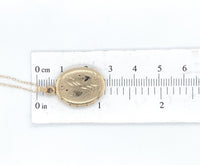 14k Yellow Gold Oval Locket with Hearts and Engraved Design (#J6437)