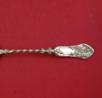 Emile Huignard French Sterling Silver Coffee Spoon Bright-Cut Back Birds Leaves