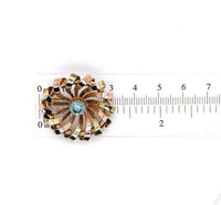 14k Retro Blue Genuine Natural Zircon Pin Rose and Yellow Gold (#J5474)