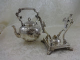 Japanese by Tiffany and Co Sterling Silver Kettle On Stand w/Birds Foliage #0141