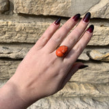 14k Yellow Gold Filigree Genuine Natural Coral Cameo Ring Size 9.25 (#J6298)