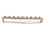 10k Yellow Gold Antique Montana Sapphire and Pearl Bar Pin Jewelry (#J7046)