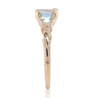 10k Rose Gold 1.07 Carat Genuine Natural Aquamarine Ring with Flowers (#J6773)