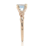 10k Rose Gold 1.07 Carat Genuine Natural Aquamarine Ring with Flowers (#J6773)