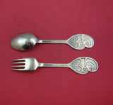 Christmas by A. Michelsen Sterling Silver Fork and Spoon Set 2pc 1968 Vermeil
