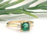 14k Yellow Gold 1.25ct Green Genuine Natural Tourmaline and Diamond Ring #J7534