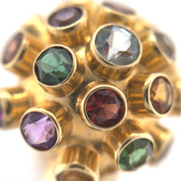 18k Yellow Gold Sputnik Earrings with Gemstones Jewelry (#J6268)