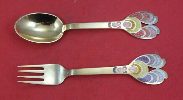 Christmas by A. Michelsen Sterling Silver Fork and Spoon Set 1972 Bjorn Winblad