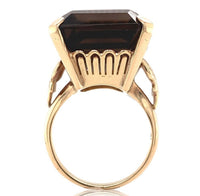 14k Gold Ring with Large Emerald Cut Genuine Natural Smoky Quartz (#J6608)