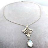 14k White Gold Oval 2.84ct Genuine Natural Moonstone Pendant (#J5367)