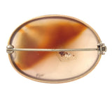 Vintage 10k Yellow Gold Genuine Natural Agate Pin 1 1/4" Jewelry (#J7254)