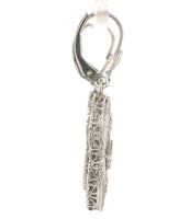 14k White Gold Genuine Natural Diamond Filigree Dangle Drop Earrings (#J7051)
