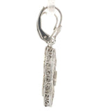 14k White Gold Genuine Natural Diamond Filigree Dangle Drop Earrings (#J7051)