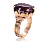 Victorian 9k Rose Gold Genuine Natural Amethyst Ring Size 7.75 Jewelry (#J6610)