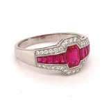 Platinum 1.86 Carat Genuine Natural Ruby and Diamond Ring (#J4870)