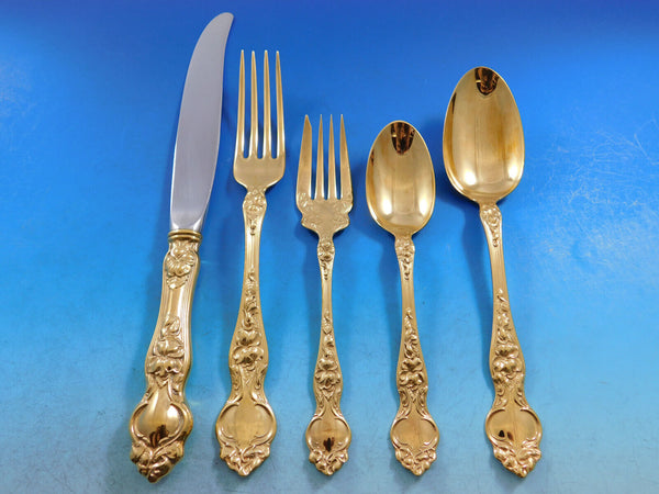 Violet Gold by Wallace Sterling Silver Flatware Set Service Dinner Size 61 pcs