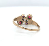 10k Gold Opal, Synthetic Lab-Created Ruby/Paste, and Pearl Victorian Ring #J6290