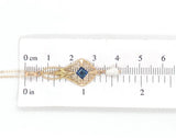 10k Yellow Gold Lavaliere with Pearl Drop and Blue Glass Accent w/Chain (#J7192)