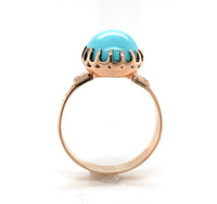 9k Rose Gold Victorian 4.28 Carat Genuine Natural Turquoise Ring (#J6329)