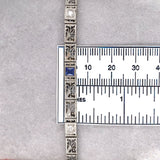 14k Gold Filigree Diamond Bracelet Art Deco 6 3/4" w/Lab-Created Sapphire #J6203
