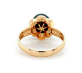 18k Yellow Gold Tahitian Black Pearl Ring with Diamonds (#J6340)