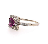 14k Gold 1.10ct Grape Genuine Natural Garnet and Diamond Halo Ring (#J5632)
