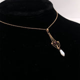 Gold 10k Lavaliere with Purple Paste Glass Victorian Jewelry (#J6065)