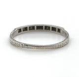 18k White Gold Wedding Band Ring w/Diamonds Engraved Dated 1932 Size 7.75 #J5907