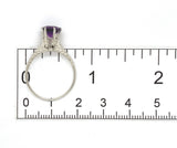 14k White Gold Victorian 1.05 Carat Genuine Natural Amethyst Ring 7.5 (#J7445)