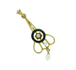 Victorian 10k Yellow Gold Enamel Lavaliere Diamond Pendant (#J1506)