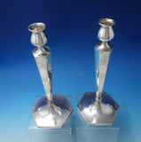 Bright-Cut AC Sterling Silver Candlestick Pair 12" x 5 1/2" 13.4 ozt. (#5765)