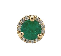 18k Gold .55cttw Fine Genuine Natural Emerald and Diamond Stud Earrings #J6998