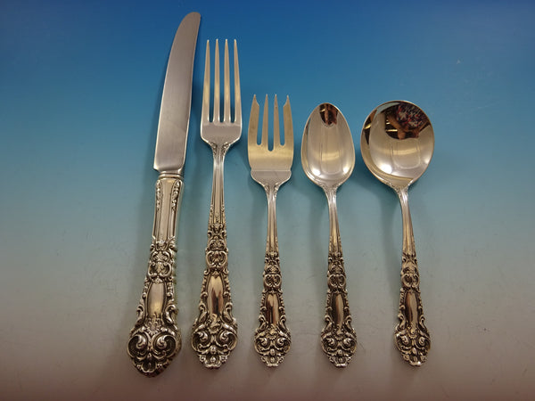French Renaissance Reed & Barton Sterling Silver Flatware Set 8 Service 49 pc Dn