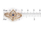 Victorian 10k Rose Gold Watch Pin with Pearls and Blue Paste Stones (#J7545)